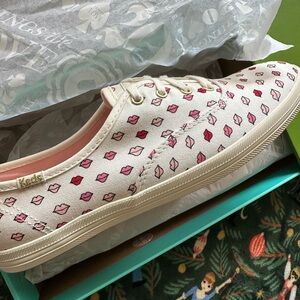 Kate Spade New York x Keds Lips White Canvas Tennis Shoes